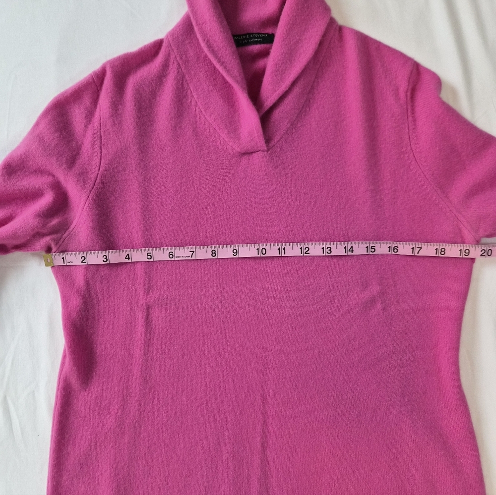 ​Valerie Stevens 2-Ply 100% Cashmere Shawl Collar Sweater - Bold Pink - Large - Picture 3 of 9